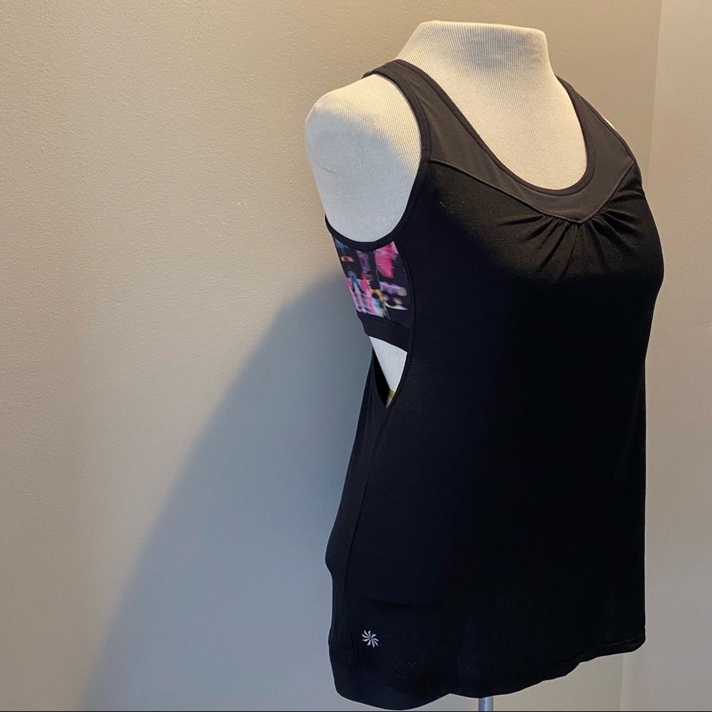 ATHLETA Tank Top M Black/Multi Freedom Supercharged Open Back